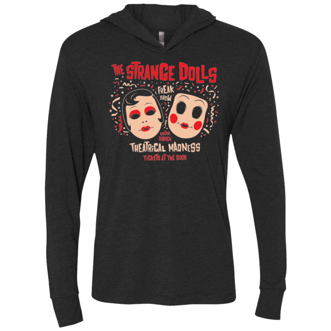 T-Shirts Vintage Black / X-Small STRANGE DOLLS Triblend Long Sleeve Hoodie Tee