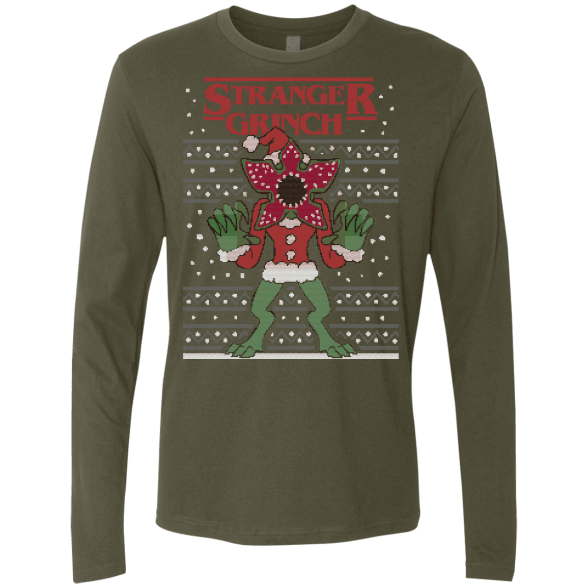 T-Shirts Military Green / Small Stranger Grinch Men's Premium Long Sleeve