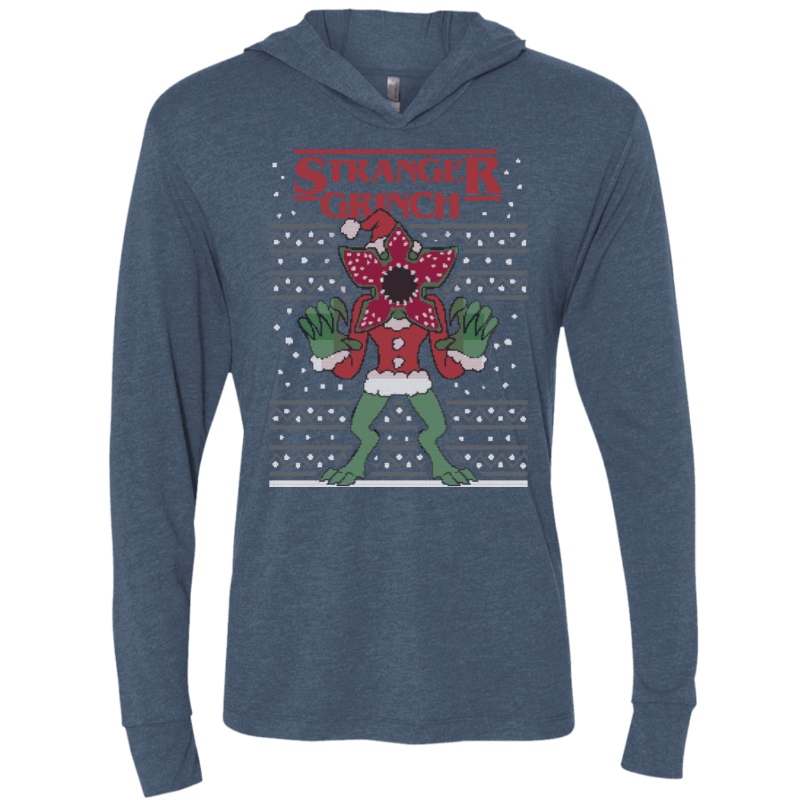 T-Shirts Indigo / X-Small Stranger Grinch Triblend Long Sleeve Hoodie Tee