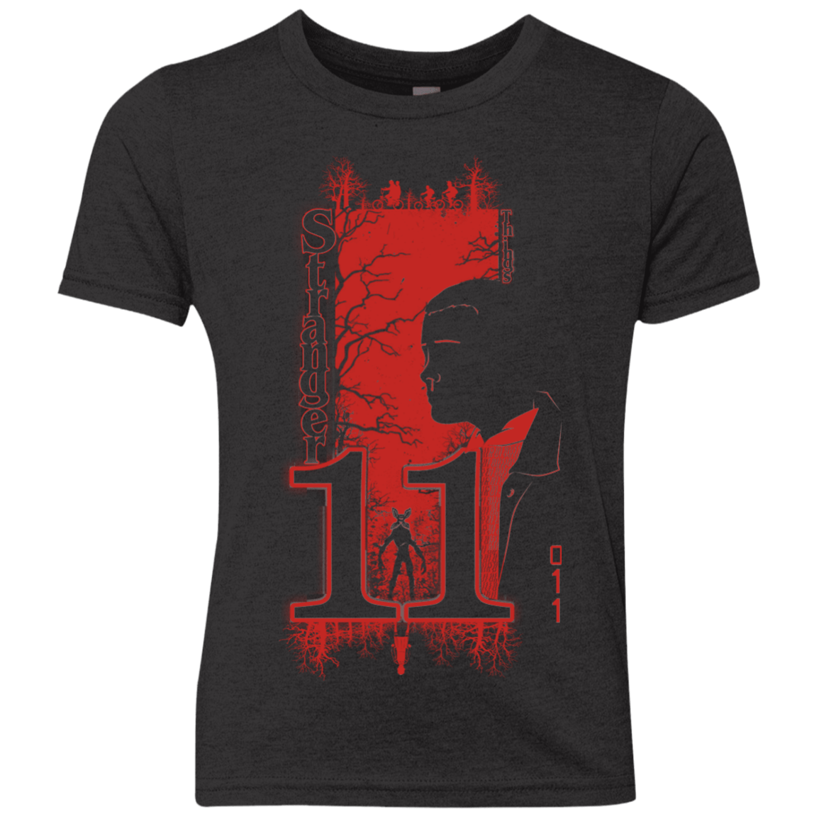 T-Shirts Vintage Black / YXS Stranger Things 11 Profile Youth Triblend T-Shirt