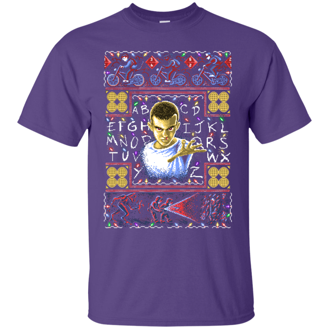 T-Shirts Purple / Small Stranger Things ugly sweater T-Shirt