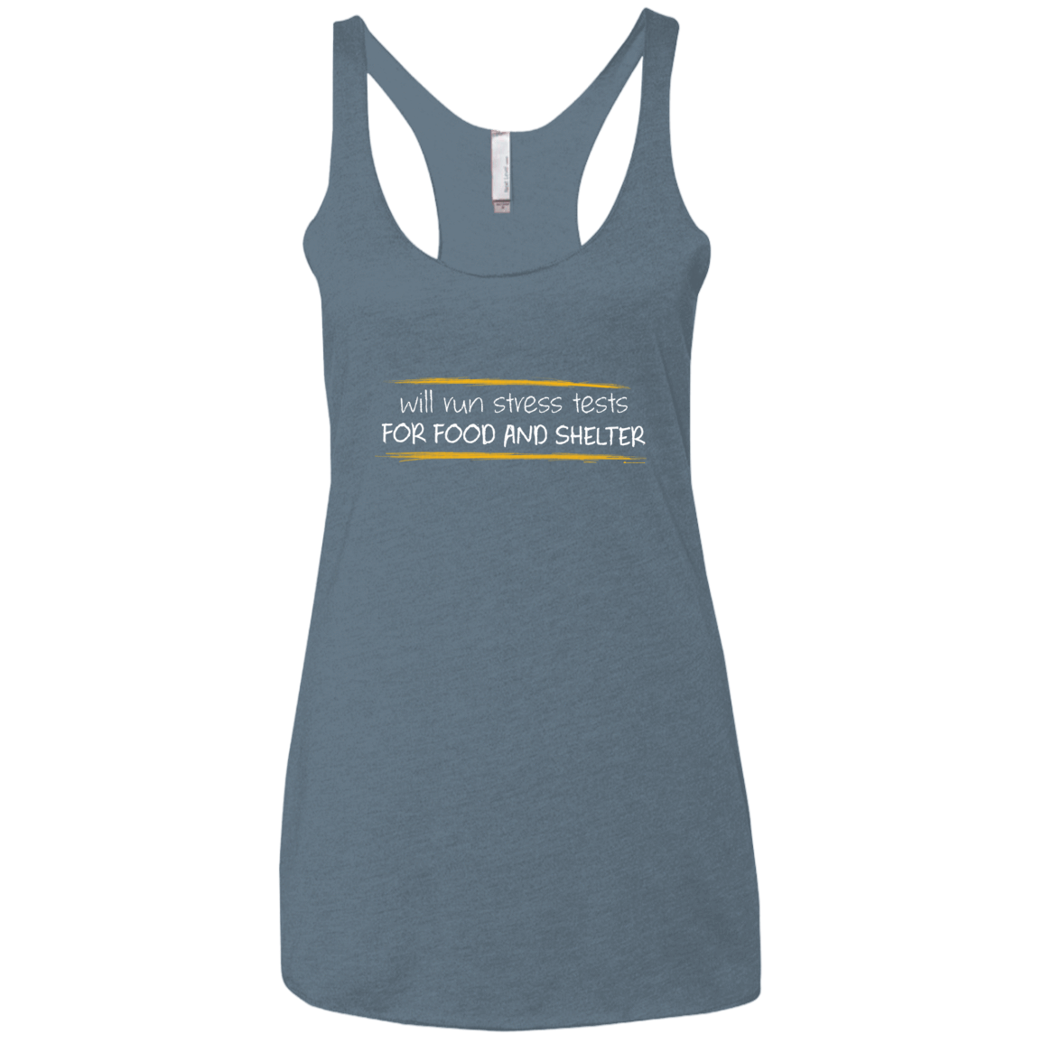 T-Shirts Indigo / X-Small Stress Testing For Food And Shelter Women's Triblend Racerback Tank
