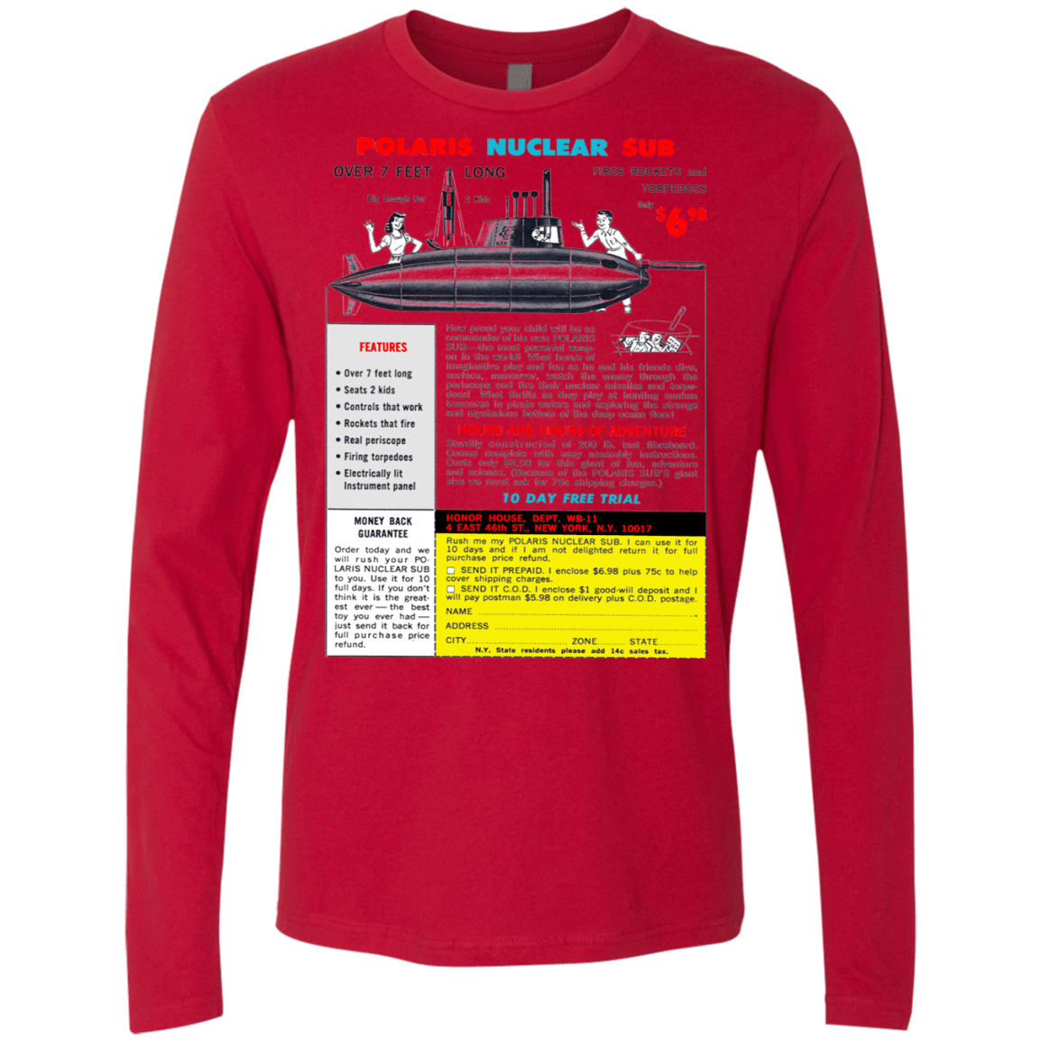 T-Shirts Red / Small Sub Men's Premium Long Sleeve