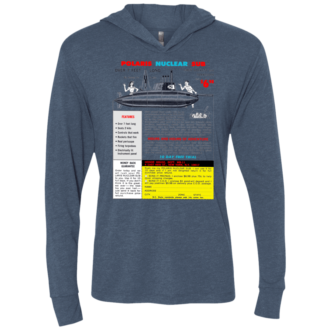 T-Shirts Indigo / X-Small Sub Triblend Long Sleeve Hoodie Tee