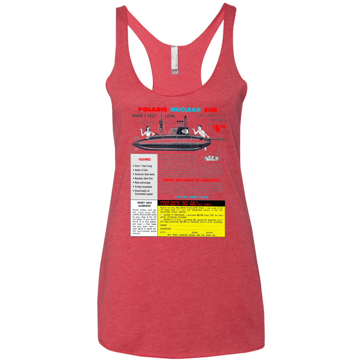 T-Shirts Vintage Red / X-Small Sub Women's Triblend Racerback Tank