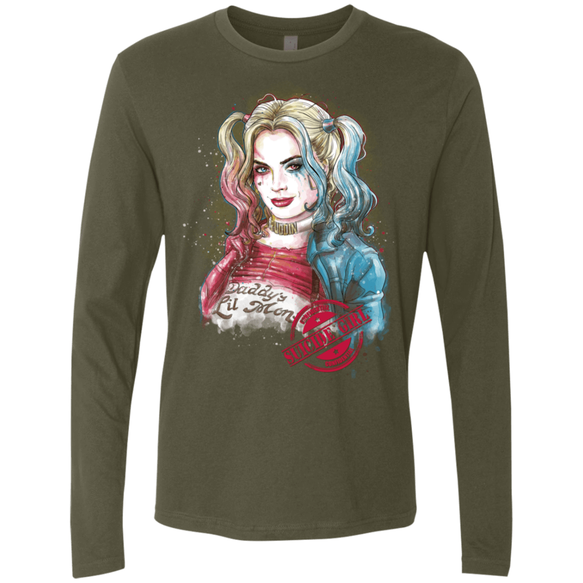 T-Shirts Military Green / S Suicide Girl Men's Premium Long Sleeve