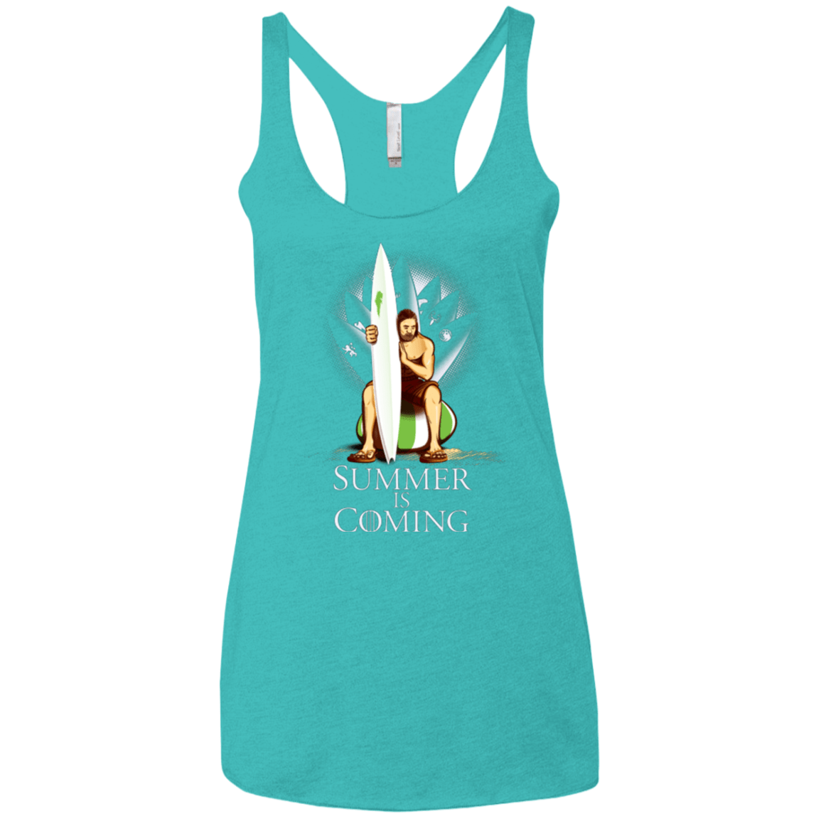 T-Shirts Tahiti Blue / X-Small Summer is Coming Women's Triblend Racerback Tank