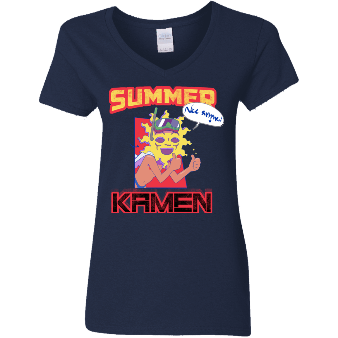 T-Shirts Navy / S Summer Kamen Women's V-Neck T-Shirt