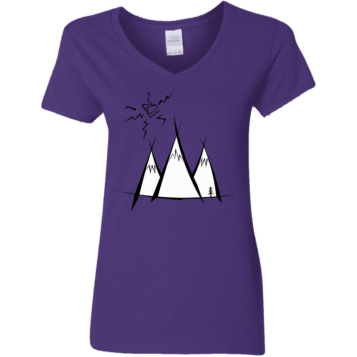 T-Shirts Purple / S Sunny Mountains Women's V-Neck T-Shirt