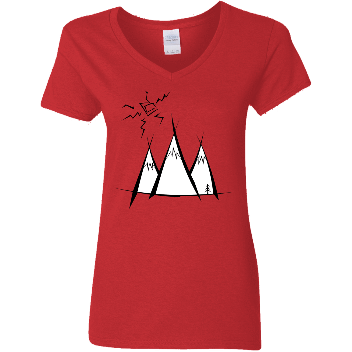 T-Shirts Red / S Sunny Mountains Women's V-Neck T-Shirt