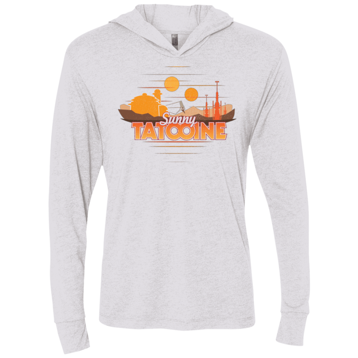 T-Shirts Heather White / X-Small Sunny Tatooine Triblend Long Sleeve Hoodie Tee