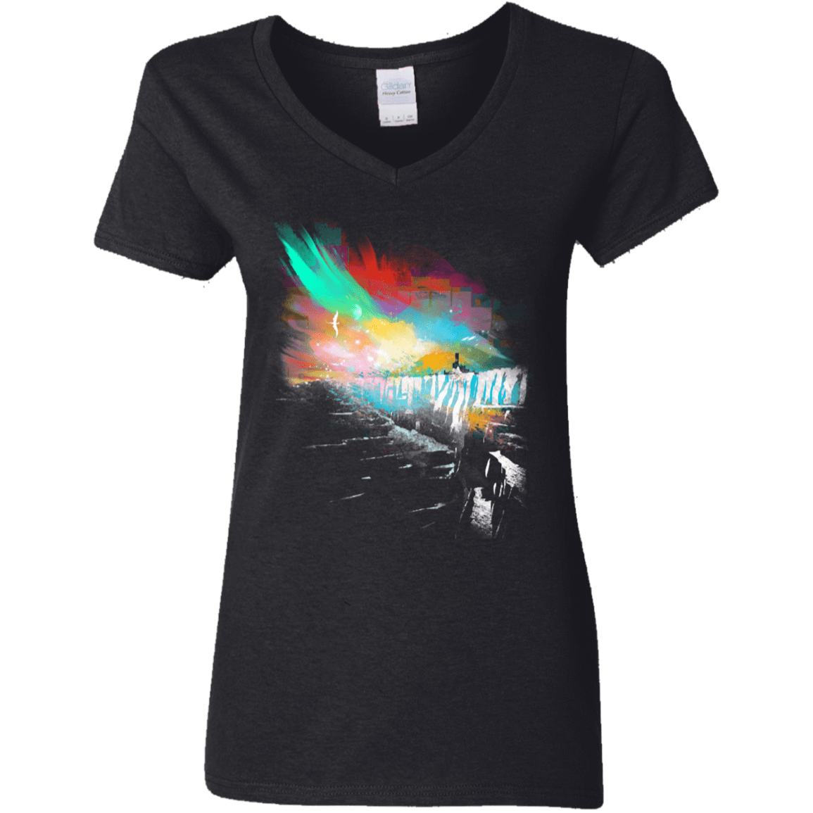 T-Shirts Black / S Sunset on The Wall Women's V-Neck T-Shirt