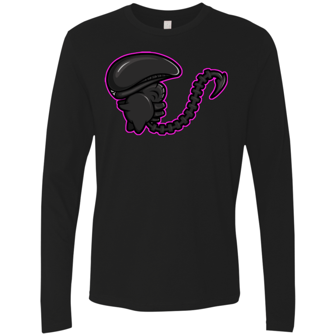 T-Shirts Black / Small Super Cute Alien Men's Premium Long Sleeve