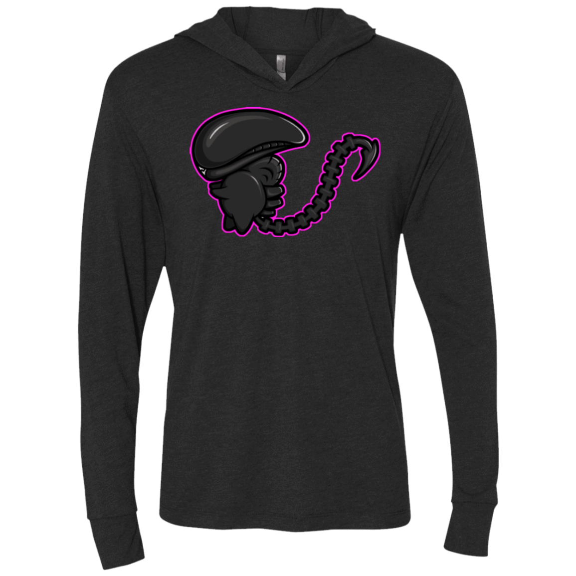 T-Shirts Vintage Black / X-Small Super Cute Alien Triblend Long Sleeve Hoodie Tee