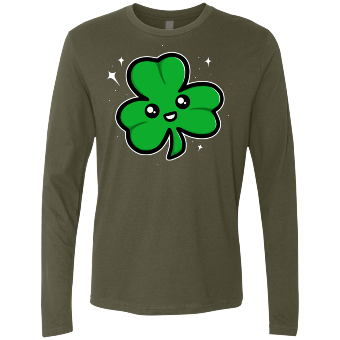 T-Shirts Military Green / Small Super Cute Shamrock Men's Premium Long Sleeve