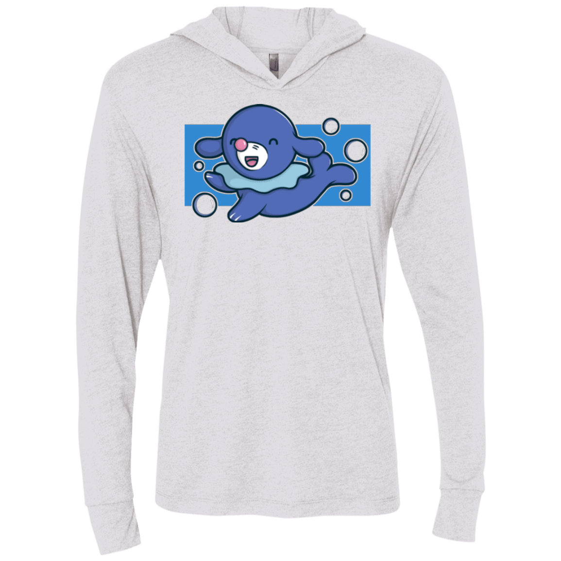 T-Shirts Heather White / X-Small Super Cute Starter Popplio Triblend Long Sleeve Hoodie Tee