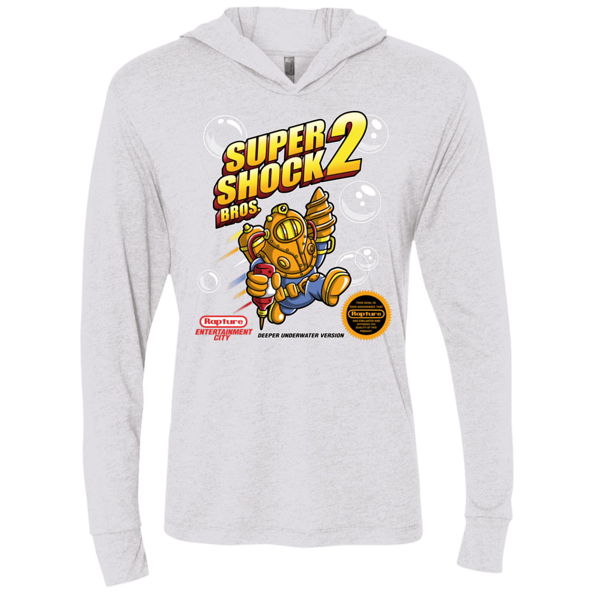 T-Shirts Heather White / X-Small Super Shock Bros 2 Triblend Long Sleeve Hoodie Tee