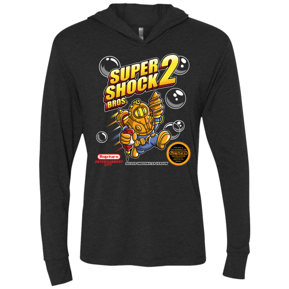 T-Shirts Vintage Black / X-Small Super Shock Bros 2 Triblend Long Sleeve Hoodie Tee