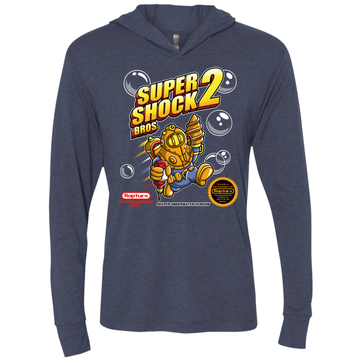 T-Shirts Vintage Navy / X-Small Super Shock Bros 2 Triblend Long Sleeve Hoodie Tee