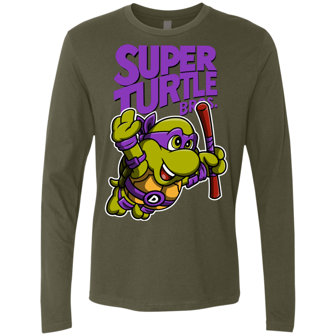 T-Shirts Military Green / Small Super Turtle Bros Donnie Men's Premium Long Sleeve