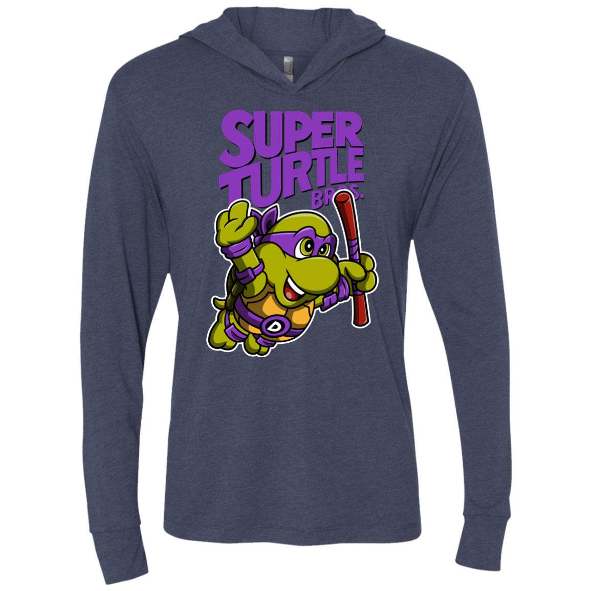 T-Shirts Vintage Navy / X-Small Super Turtle Bros Donnie Triblend Long Sleeve Hoodie Tee