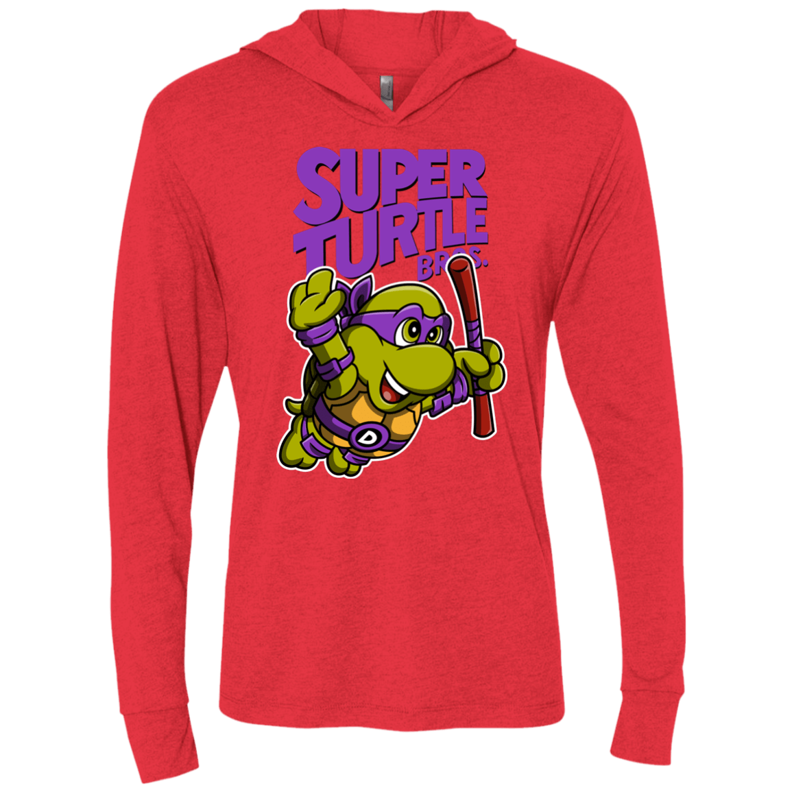 T-Shirts Vintage Red / X-Small Super Turtle Bros Donnie Triblend Long Sleeve Hoodie Tee