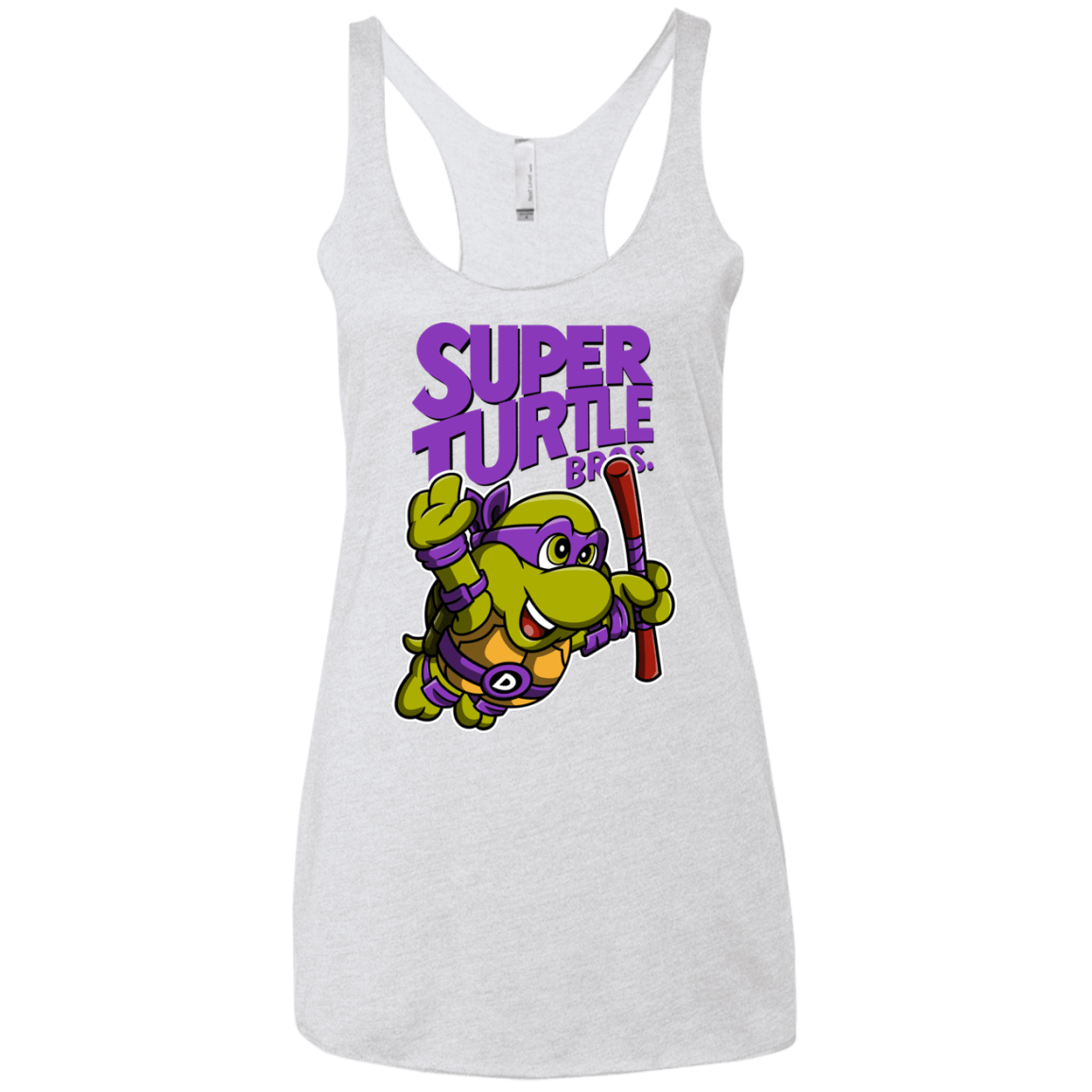 T-Shirts Heather White / X-Small Super Turtle Bros Donnie Women's Triblend Racerback Tank