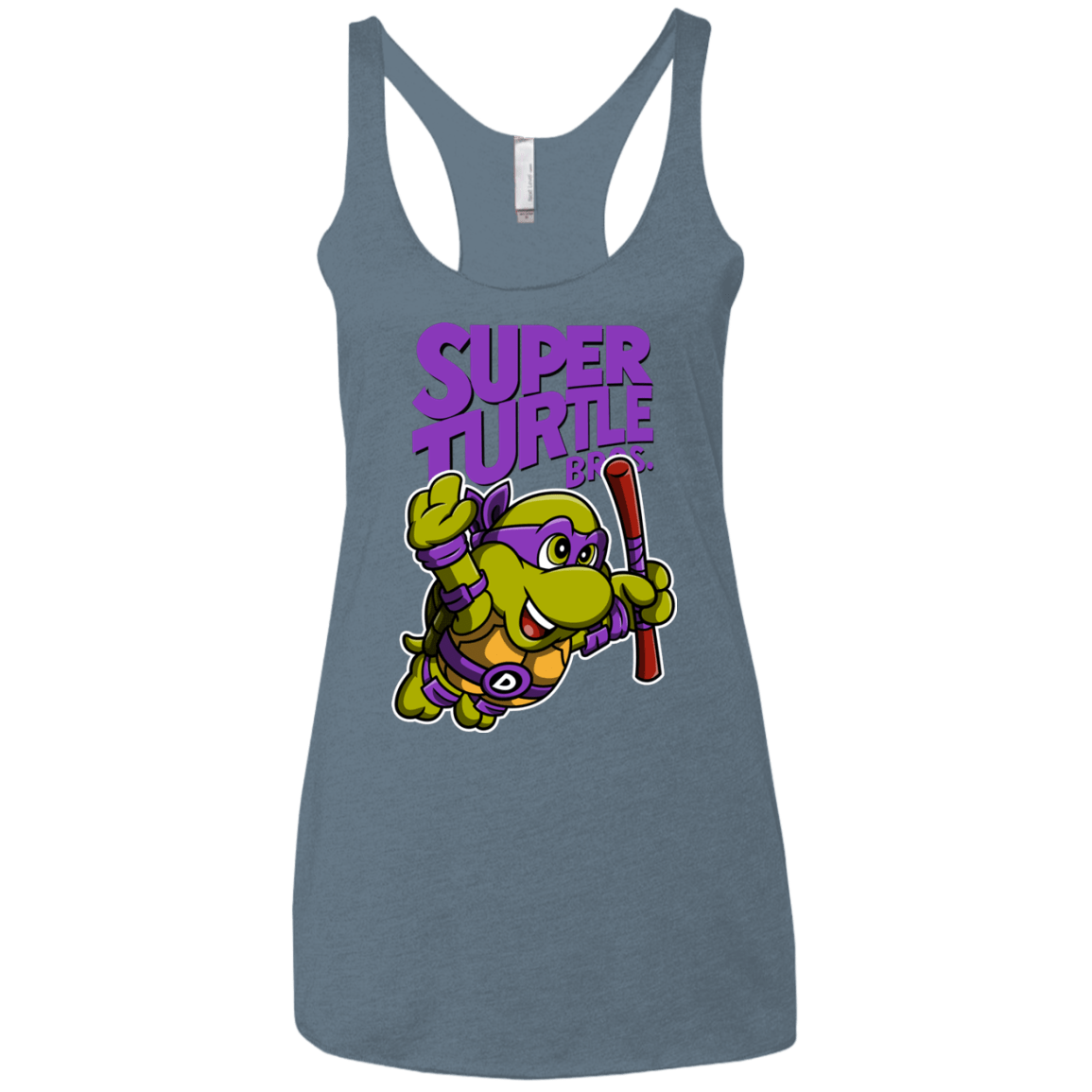 T-Shirts Indigo / X-Small Super Turtle Bros Donnie Women's Triblend Racerback Tank