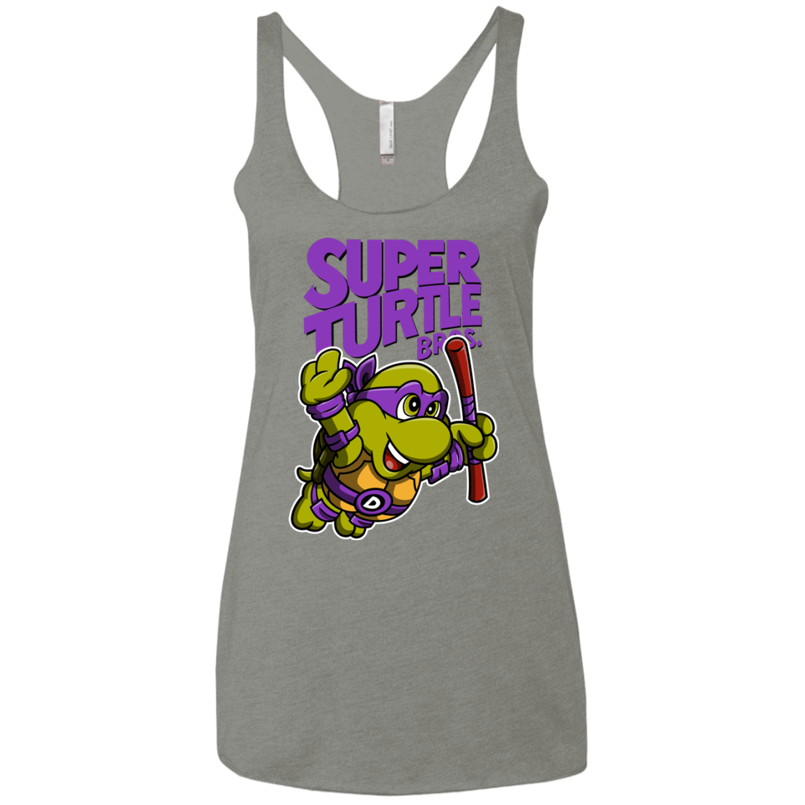 T-Shirts Venetian Grey / X-Small Super Turtle Bros Donnie Women's Triblend Racerback Tank