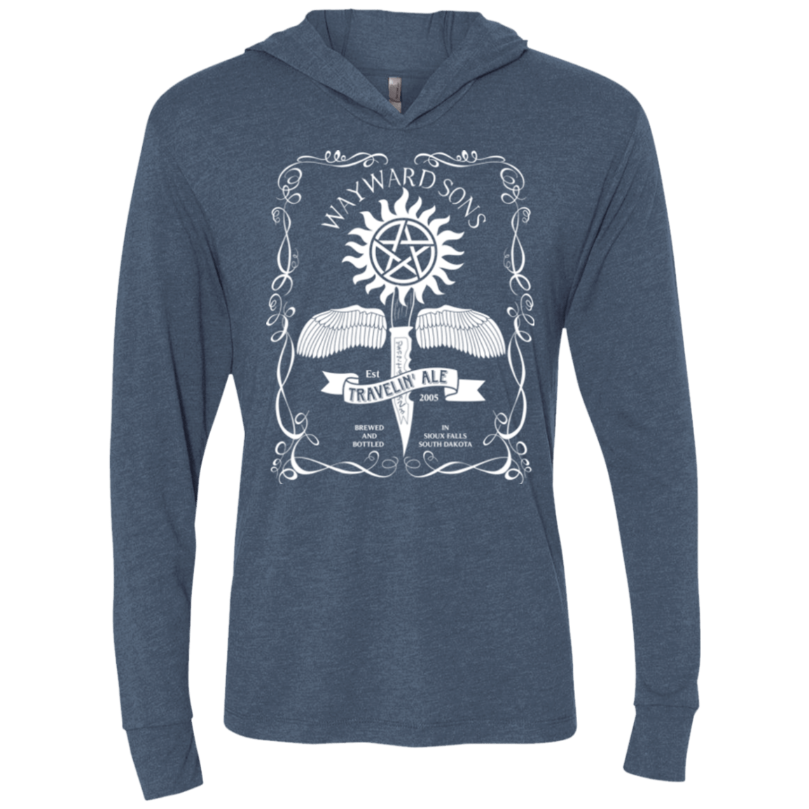 T-Shirts Indigo / X-Small Supernatural 3 Triblend Long Sleeve Hoodie Tee