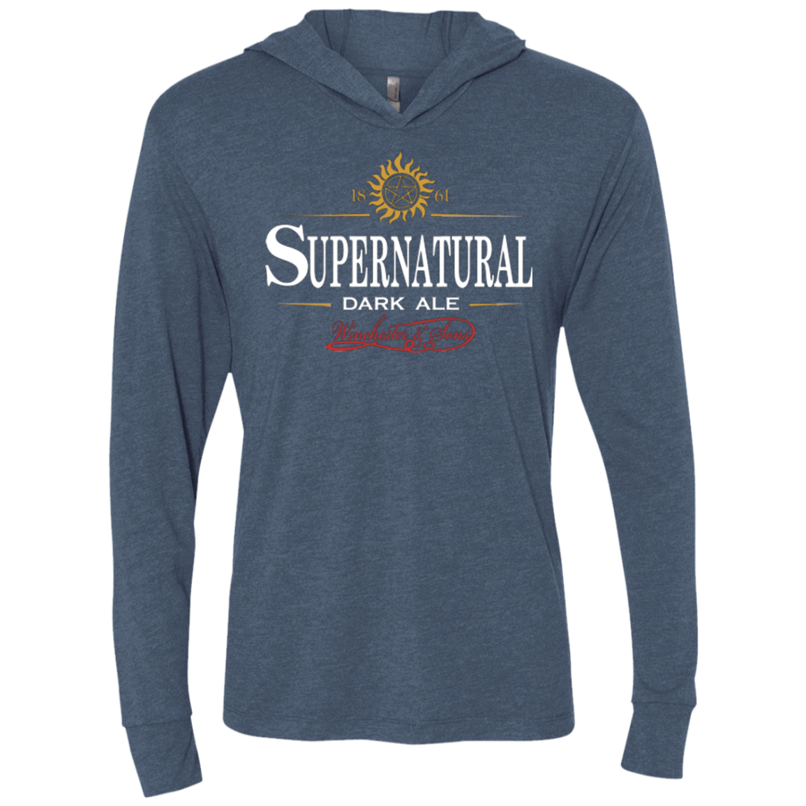 T-Shirts Indigo / X-Small Supernatural Stout Triblend Long Sleeve Hoodie Tee