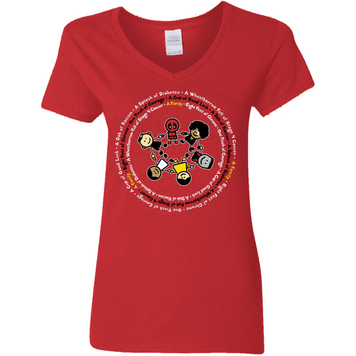 T-Shirts Red / S Support Family Women's V-Neck T-Shirt