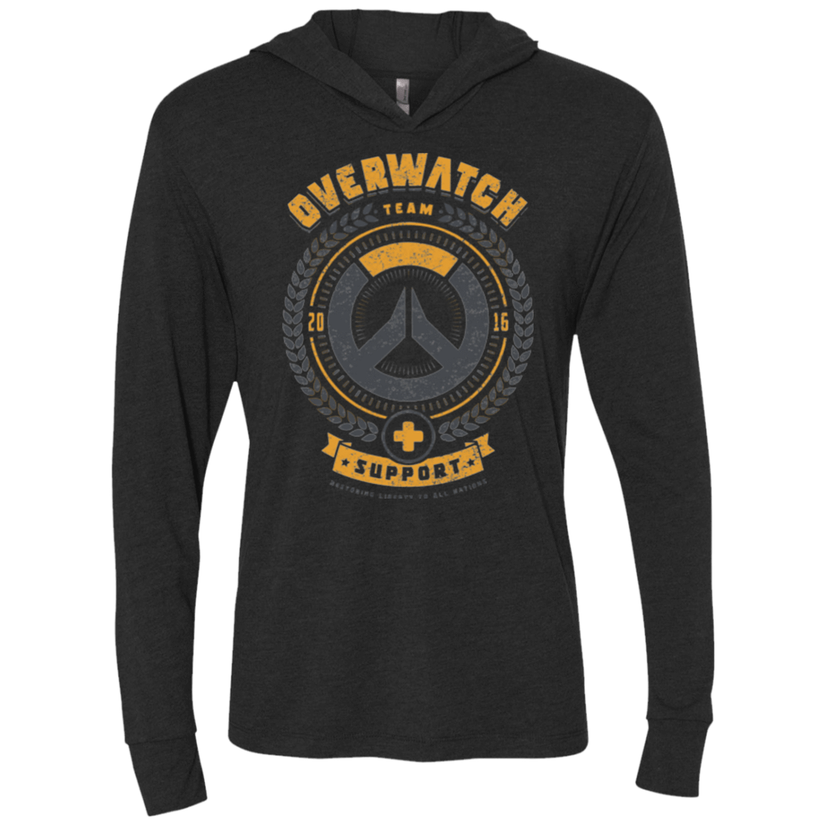 T-Shirts Vintage Black / X-Small Support Team Triblend Long Sleeve Hoodie Tee