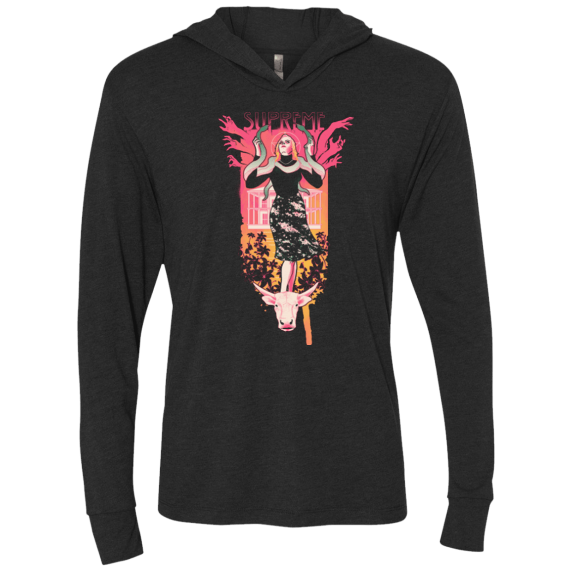 T-Shirts Vintage Black / X-Small Supreme Triblend Long Sleeve Hoodie Tee