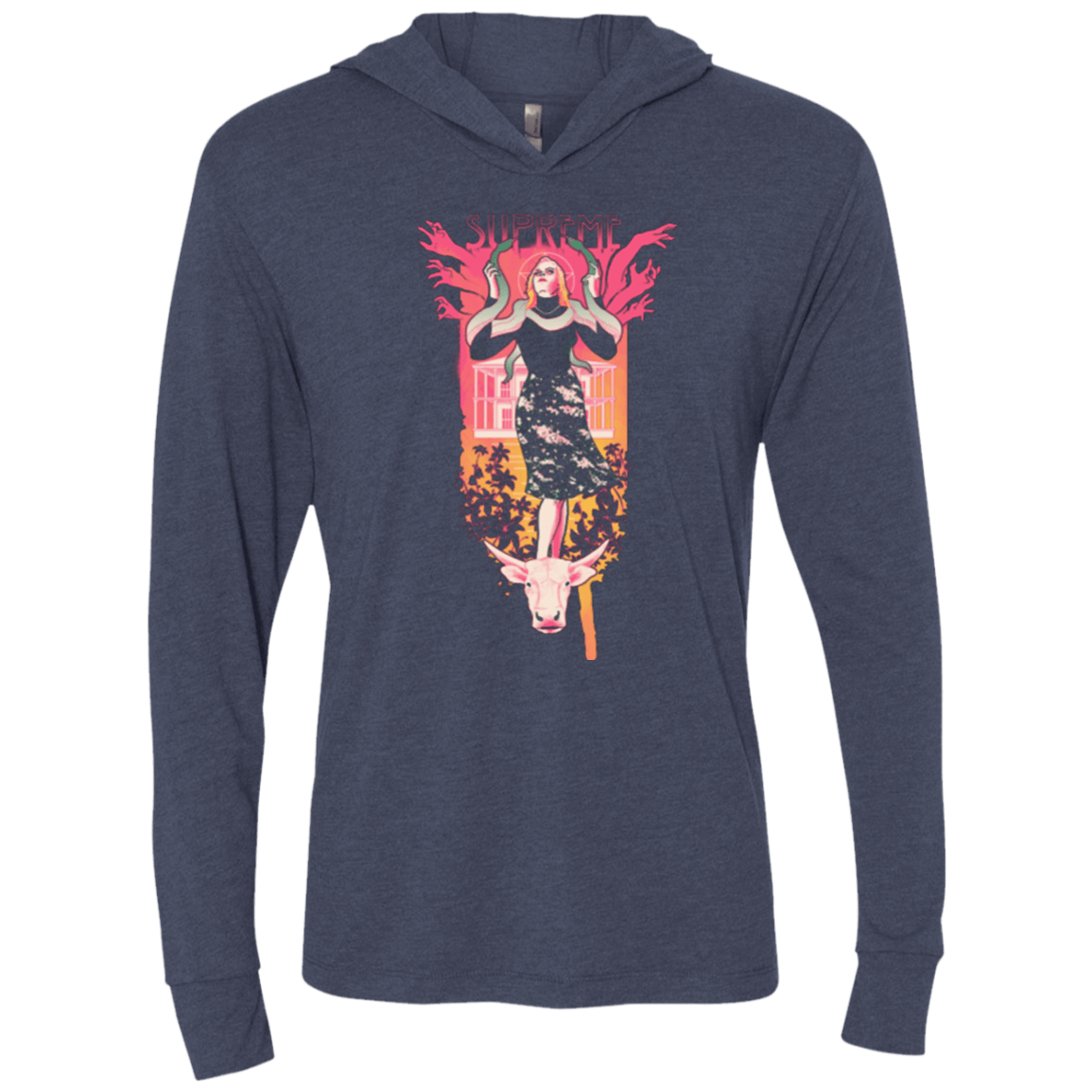 T-Shirts Vintage Navy / X-Small Supreme Triblend Long Sleeve Hoodie Tee