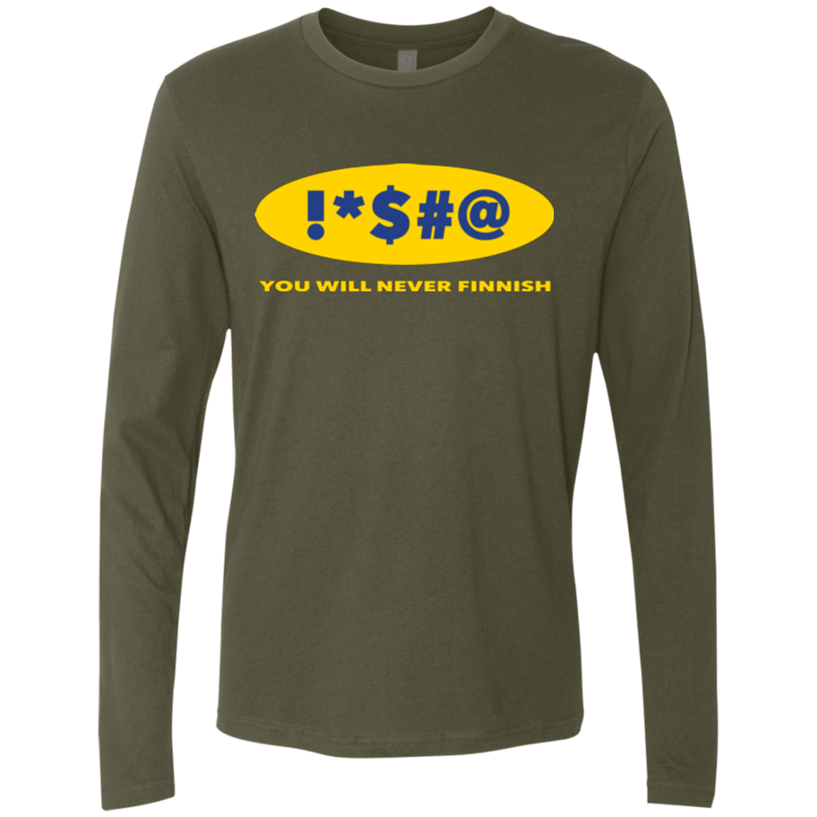 T-Shirts Military Green / Small Swearing Never Finnish Men's Premium Long Sleeve