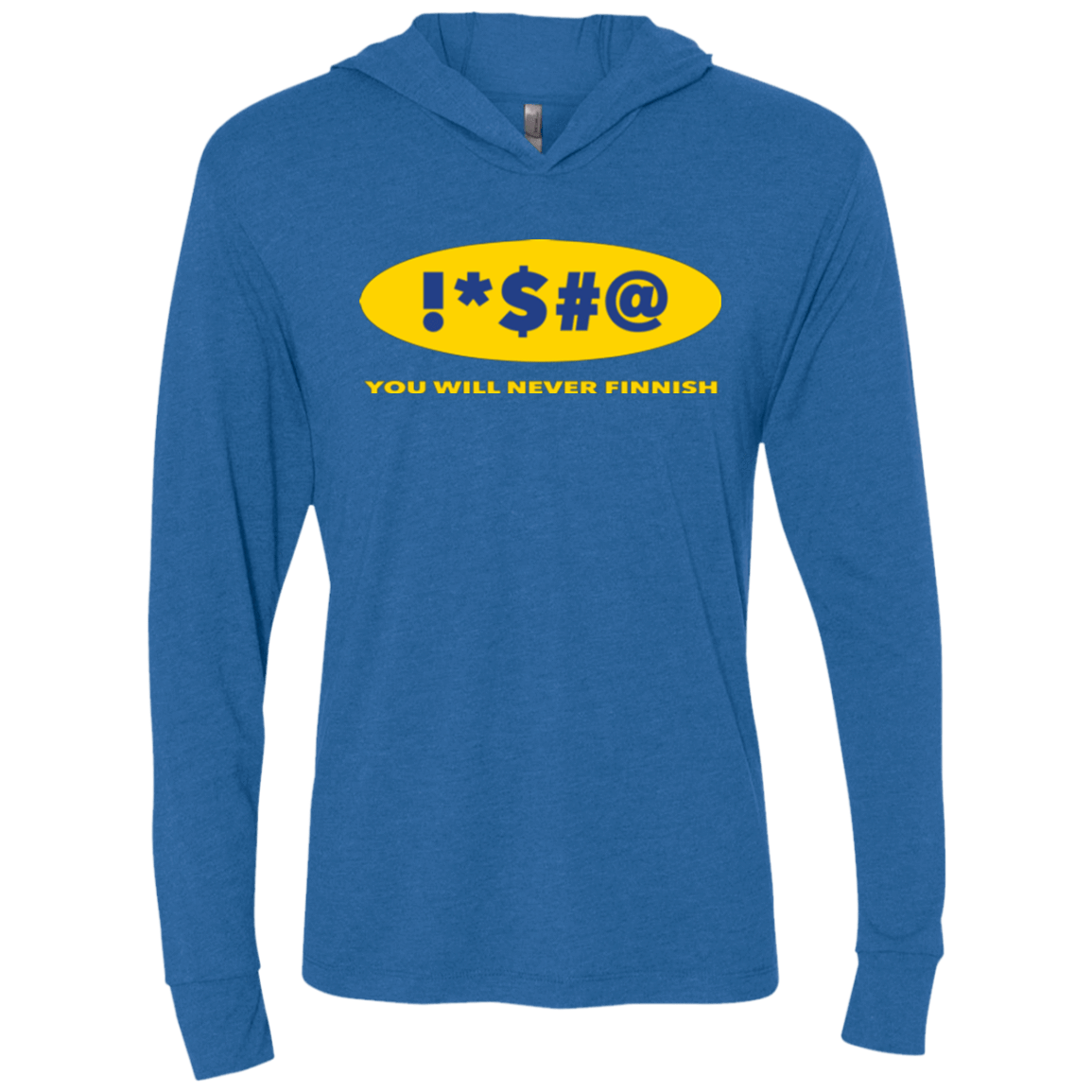 T-Shirts Vintage Royal / X-Small Swearing Never Finnish Triblend Long Sleeve Hoodie Tee