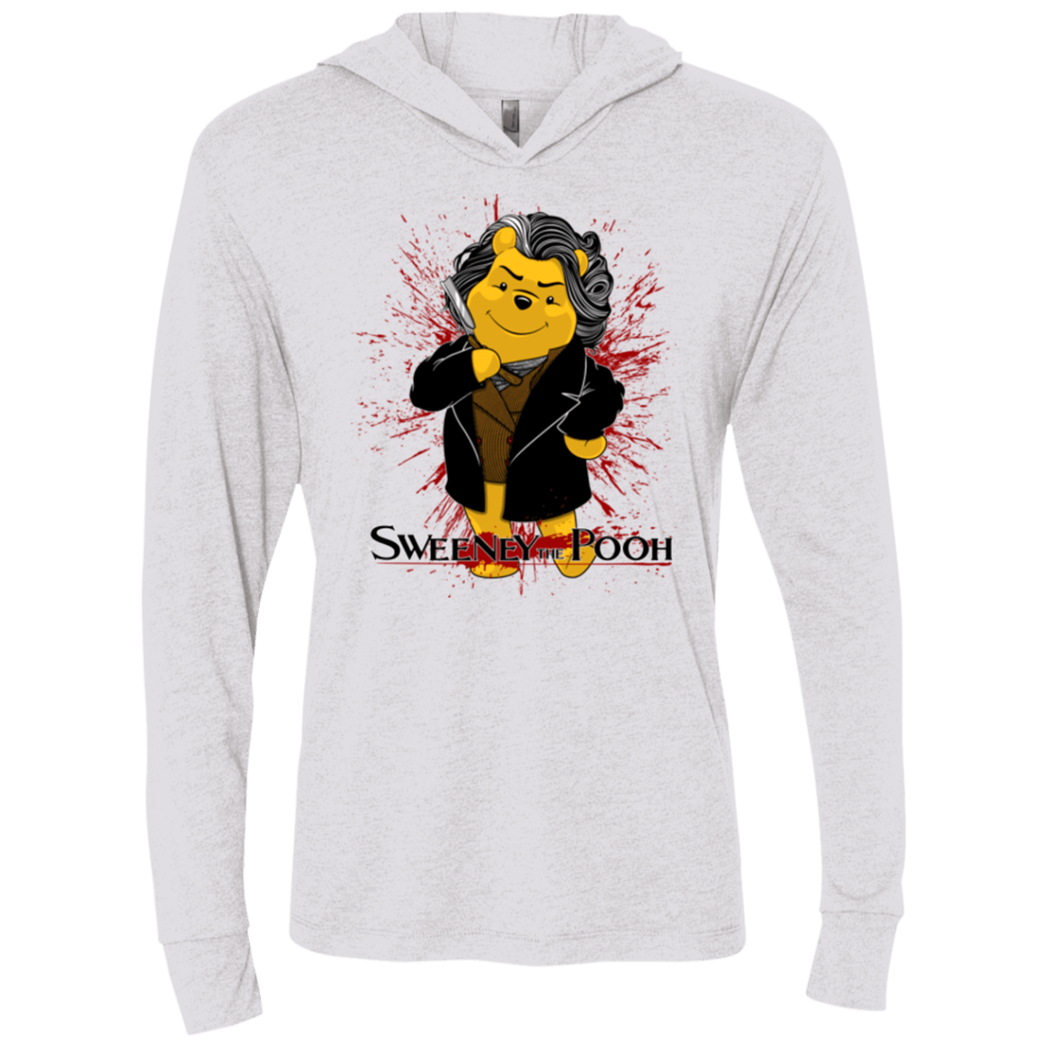 T-Shirts Heather White / X-Small Sweeney the Pooh Triblend Long Sleeve Hoodie Tee