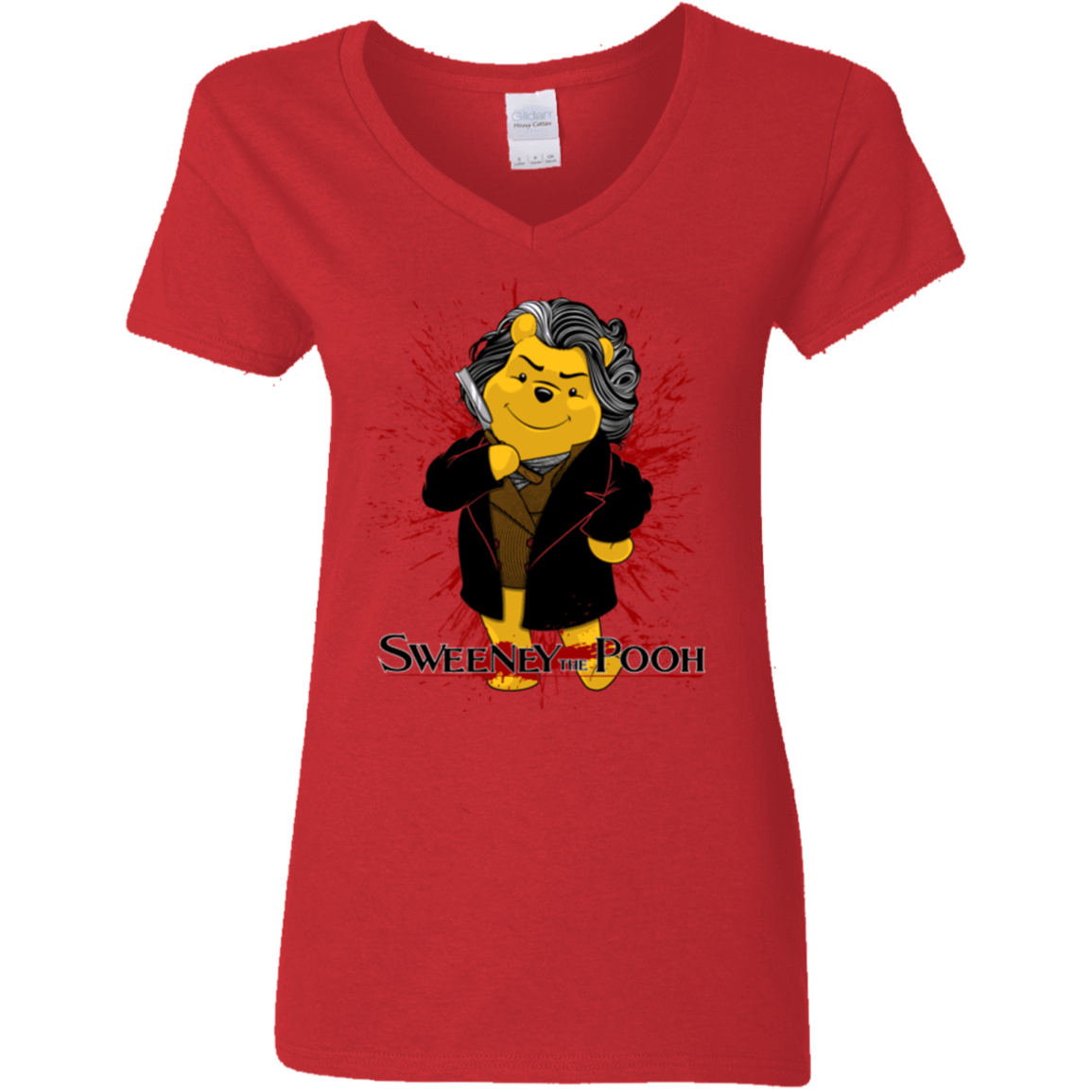 T-Shirts Red / S Sweeney the Pooh Women's V-Neck T-Shirt