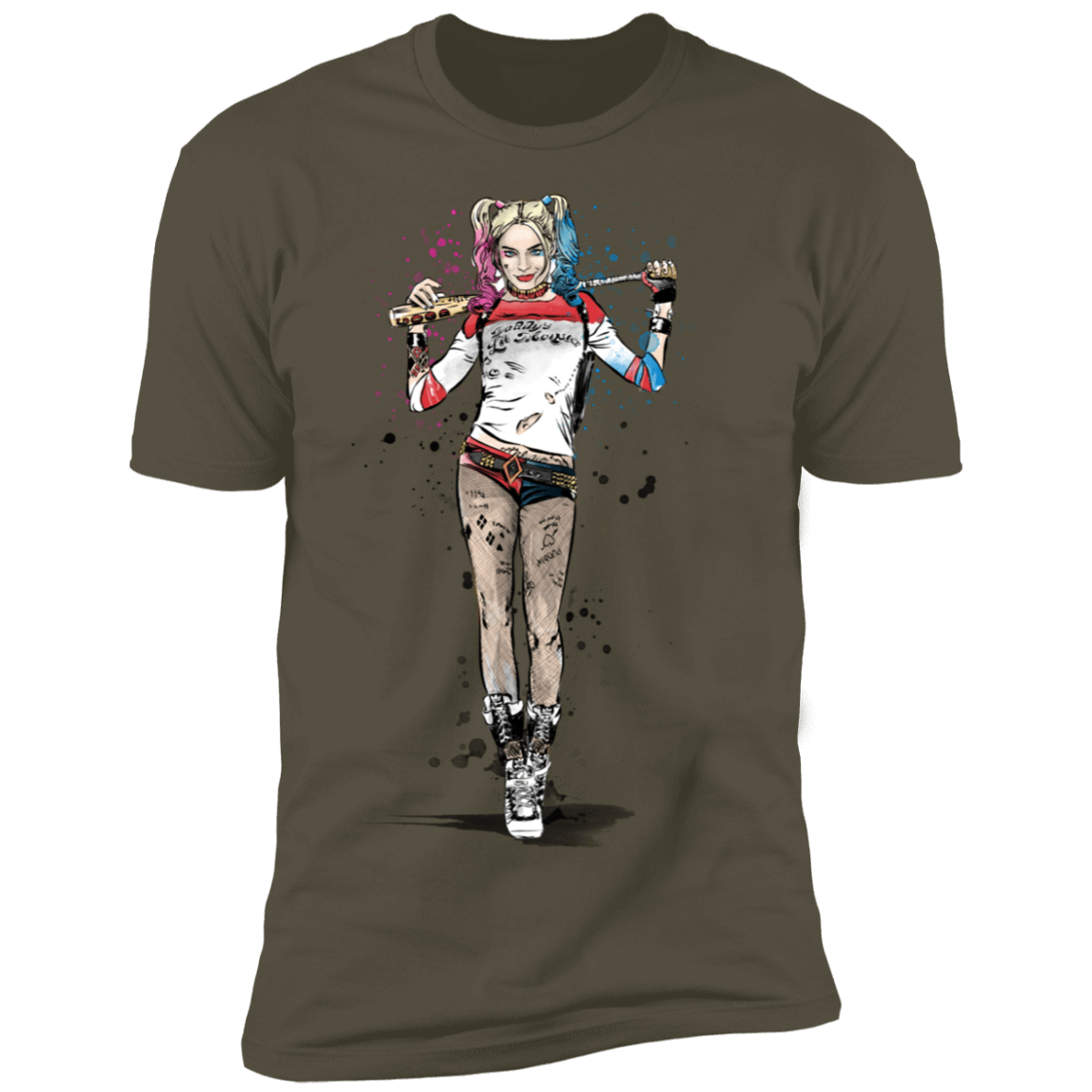 T-Shirts Military Green / S Sweet Crazy Girl sumi-e Men's Premium T-Shirt