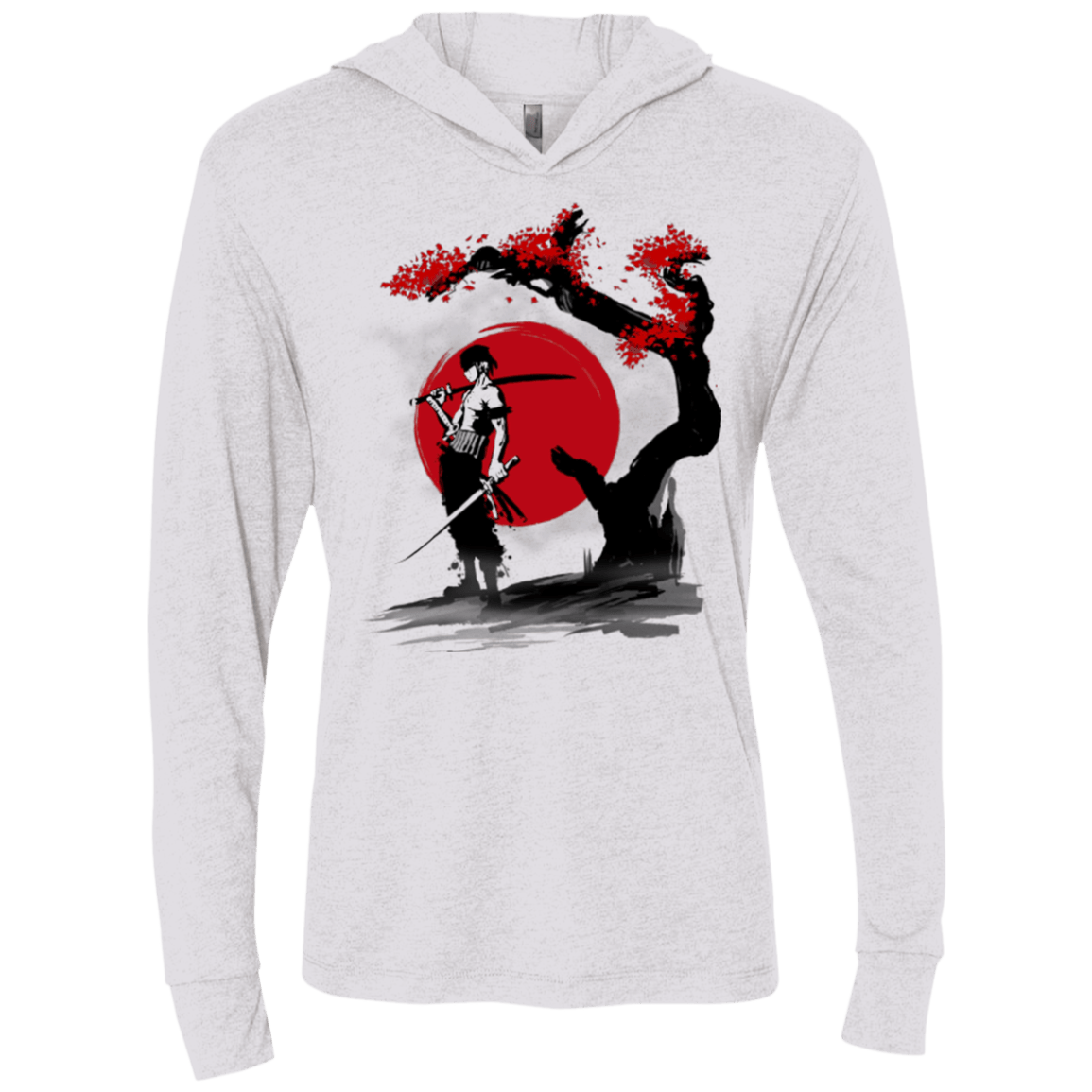 T-Shirts Heather White / X-Small Swordsman Pirate Triblend Long Sleeve Hoodie Tee