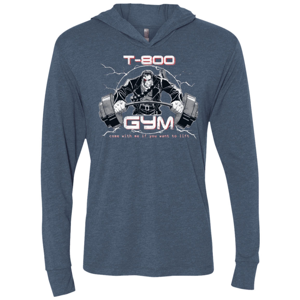 T-Shirts Indigo / X-Small T-800 gym Triblend Long Sleeve Hoodie Tee