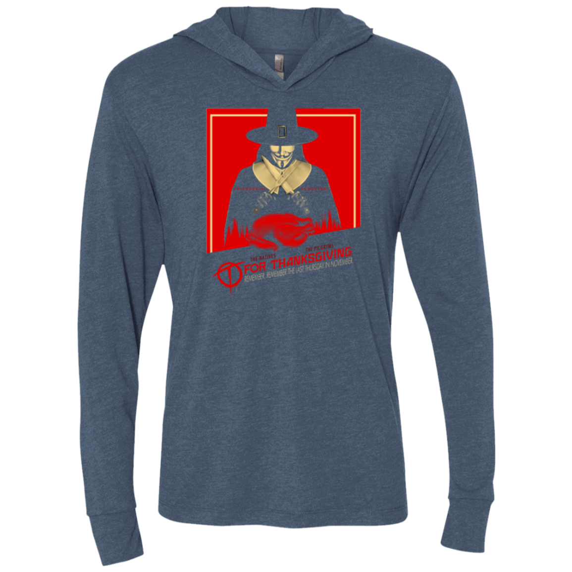 T-Shirts Indigo / X-Small T for Thanksgiving Triblend Long Sleeve Hoodie Tee