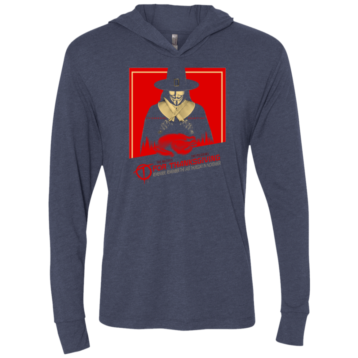 T-Shirts Vintage Navy / X-Small T for Thanksgiving Triblend Long Sleeve Hoodie Tee