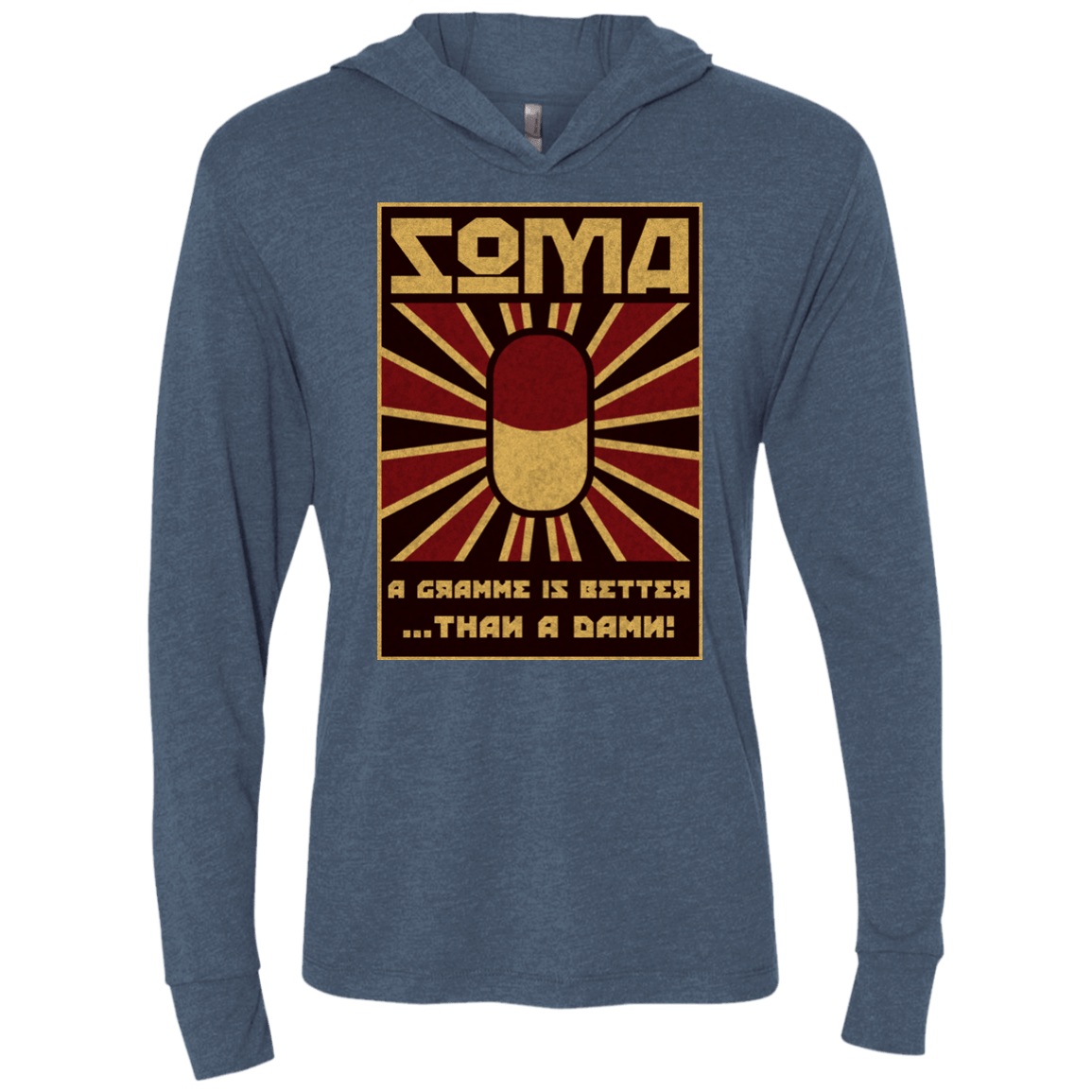 T-Shirts Indigo / X-Small Take Soma Triblend Long Sleeve Hoodie Tee