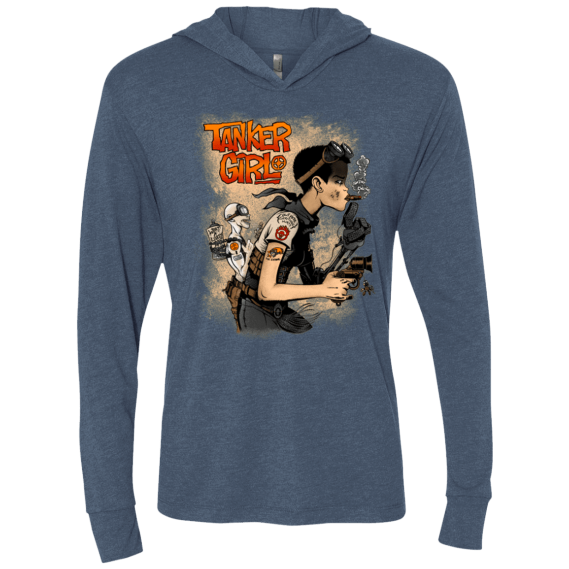 T-Shirts Indigo / X-Small Tanker Girl Triblend Long Sleeve Hoodie Tee