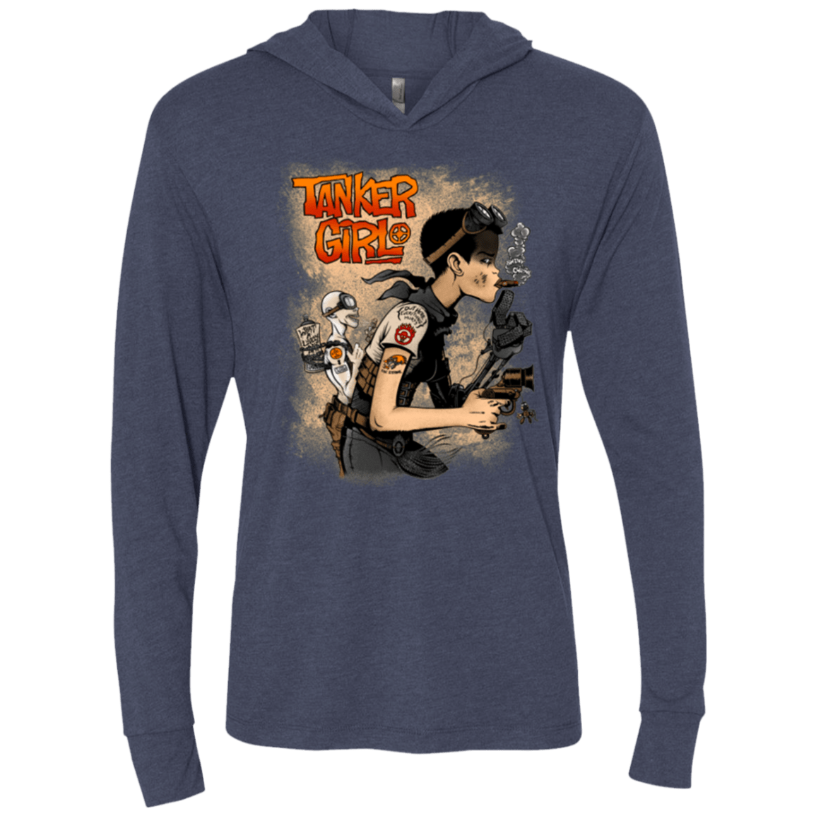 T-Shirts Vintage Navy / X-Small Tanker Girl Triblend Long Sleeve Hoodie Tee