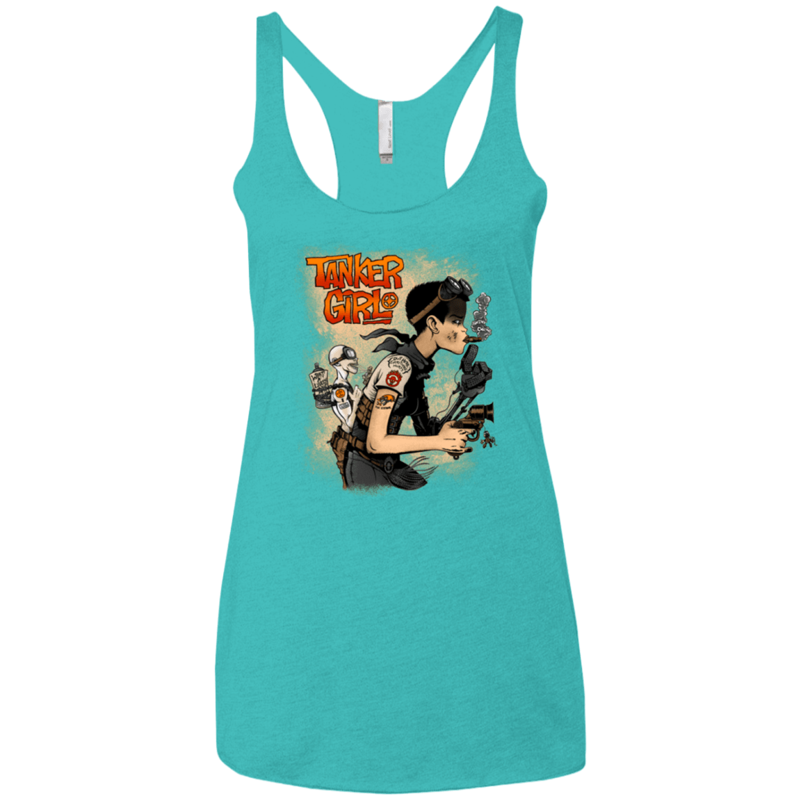 T-Shirts Tahiti Blue / X-Small Tanker Girl Women's Triblend Racerback Tank