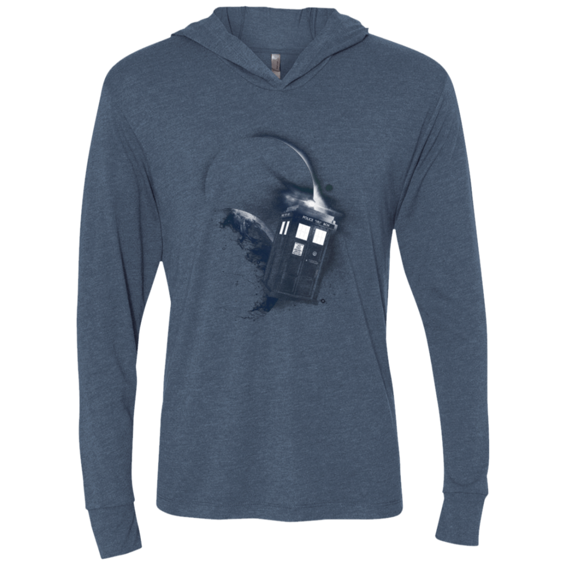 T-Shirts Indigo / X-Small TARDIS 2 Triblend Long Sleeve Hoodie Tee