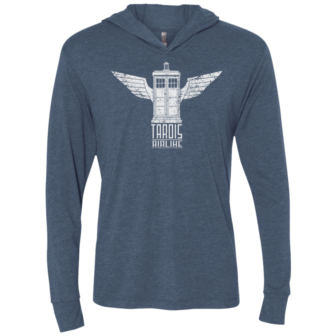 T-Shirts Indigo / X-Small Tardis Airline Triblend Long Sleeve Hoodie Tee